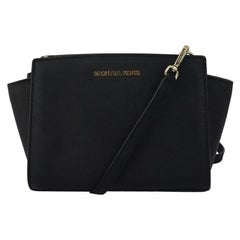 Michael Kors Black Coated Leather Small Crossbody Bag