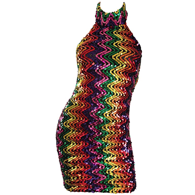 Sexy 1990s Rainbow Sequined French Bodycon Vintage Knit 90s Halter Mini Dress at 1stDibs | rainbow sequin dress, sequin rainbow dress, 90s halter dress Sexy 1990s Rainbow Sequined French Bodycon Vintage Knit 90s Halter Mini Dress at 1stDibs | rainbow sequin dress, sequin rainbow dress, 90s halter dress
