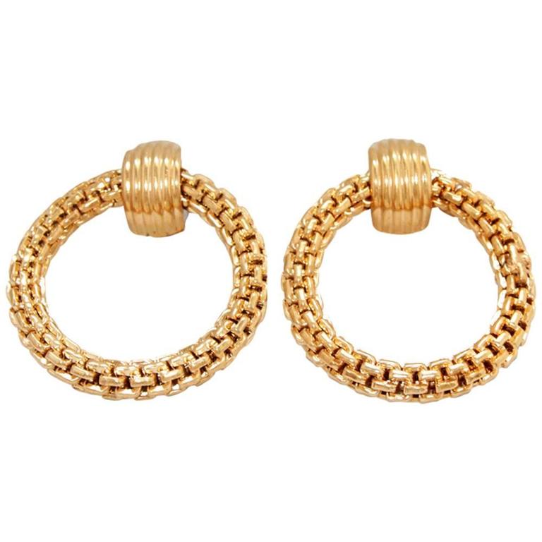 Unique Mecanic French 80s loop vintage earrings at 1stDibs