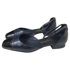 Chanel Black Leatjer Toe Flat Sandals