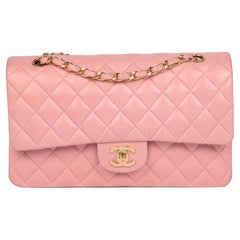 CHANEL Pink Quilted Lambskin Medium Classic Double Flap Bag