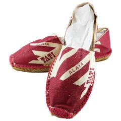 Alaia Vintage Iconic Pink and Off-white Canvas Espadrilles Rare Size 37 (FR)