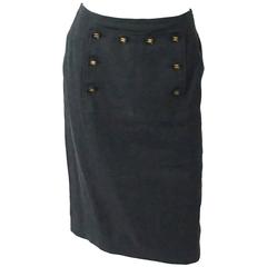 Chanel Black Linen Nautical Style Skirt - 36 - Circa 80's
