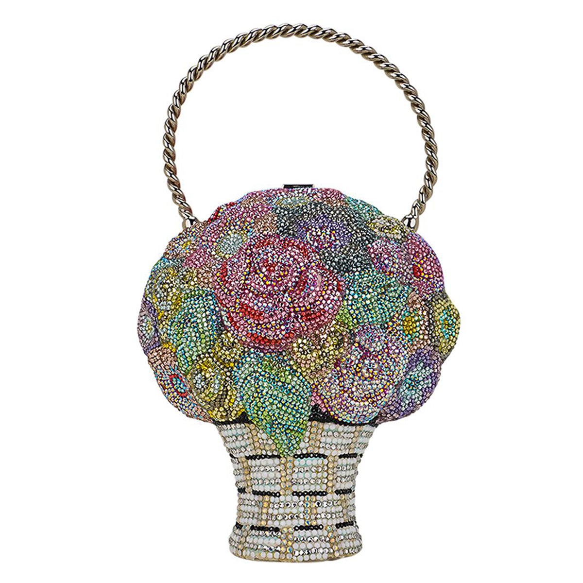 Judith Lieber Flower Bouquet Basket Crystal Minaudiere Bag