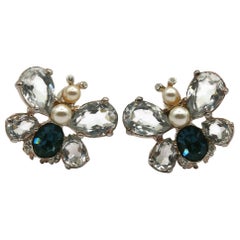 CHRISTIAN DIOR Boutique Vintage Jewelled Butterfly Clip-On Earrings
