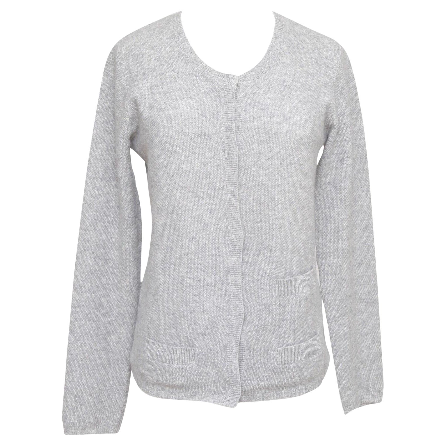CHLOE Grey Cardigan Sweater Knit Cashmere Long Sleeve Snap Closure Sz XS For Sale