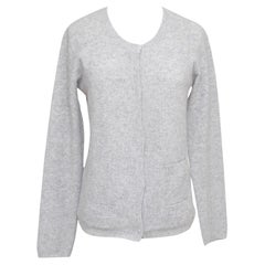 CHLOE Grey Cardigan Sweater Knit Cashmere Long Sleeve Snap Closure Sz XS