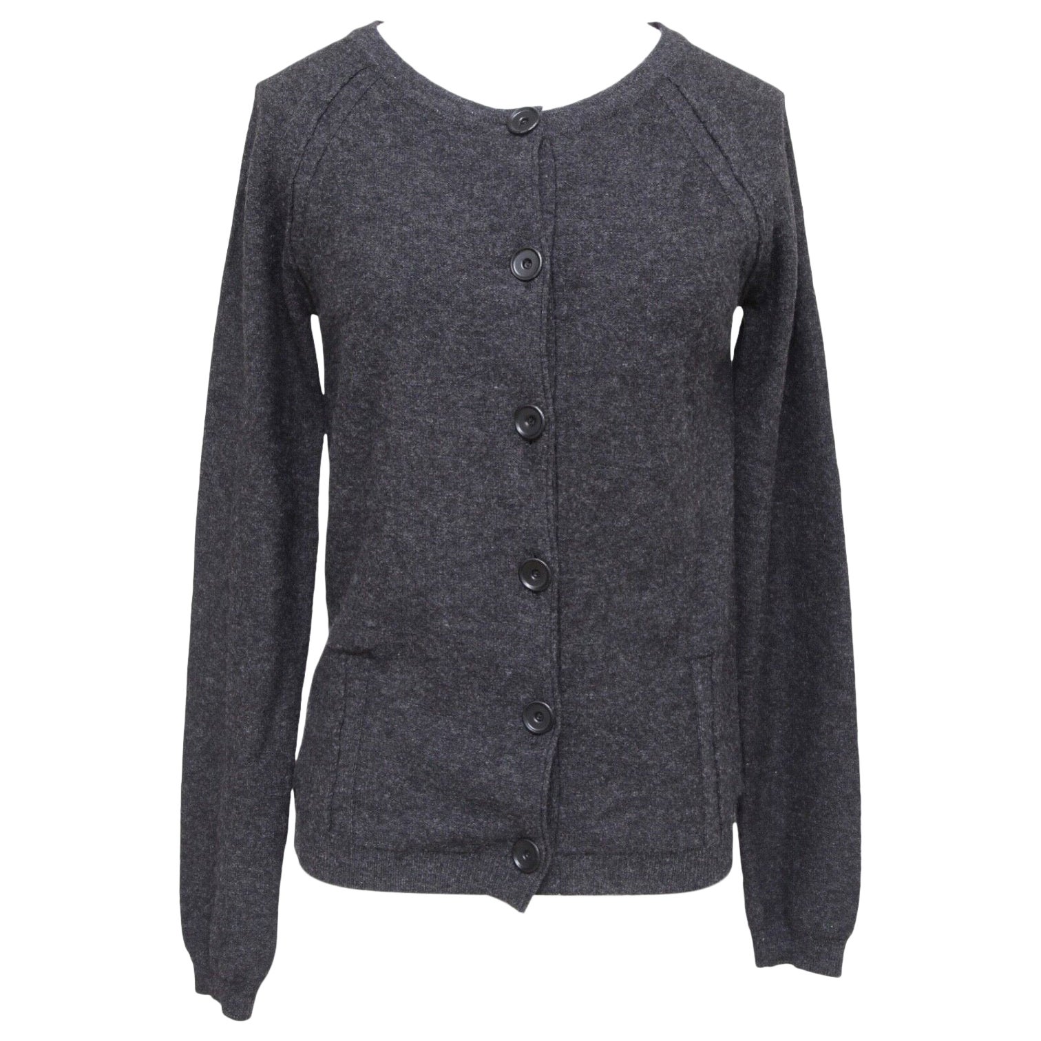 CHLOE Cardigan Sweater Knit Charcoal Grey Wool Long Sleeve Sz XS 2007