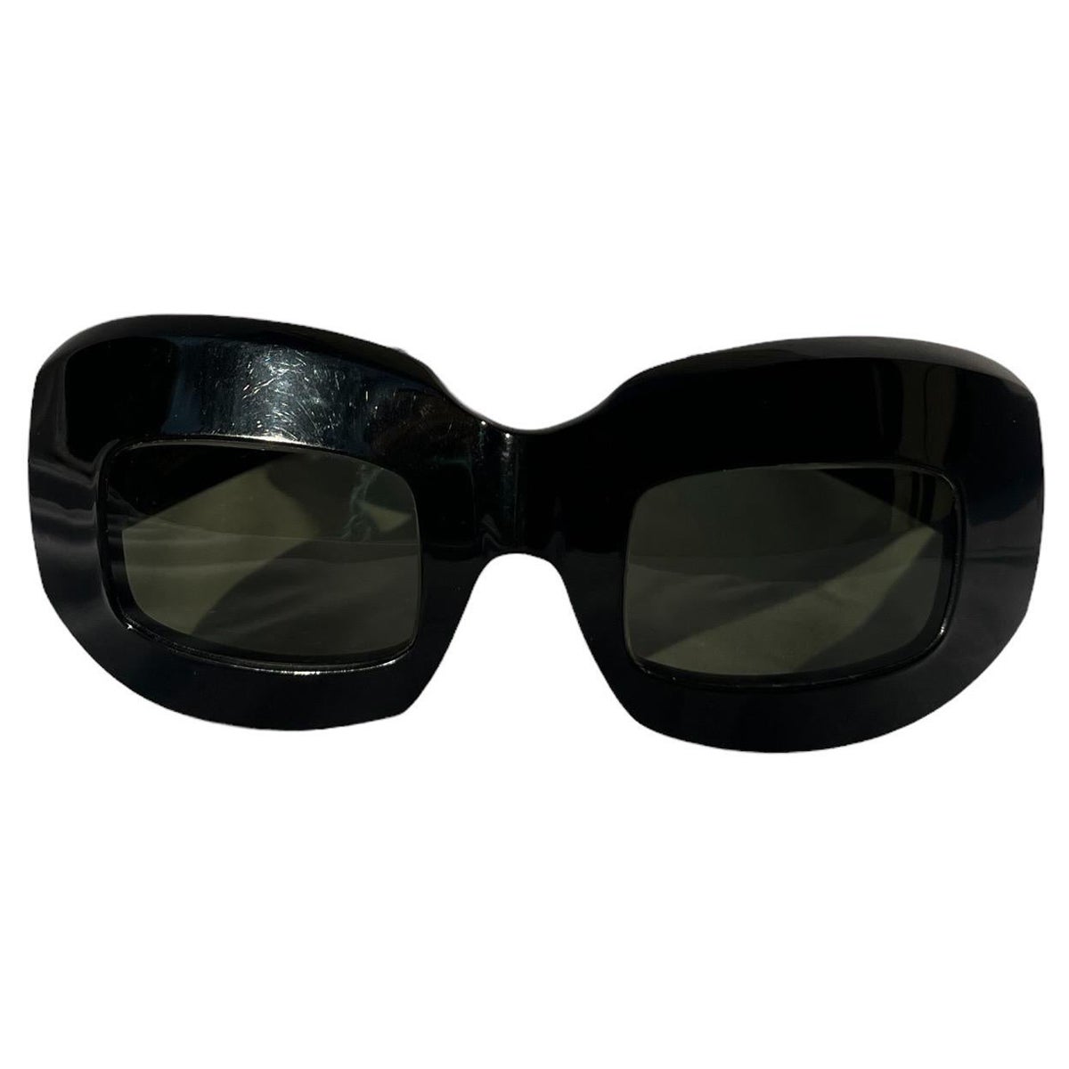 Avant Garde Hole Punch Cut Out Rectangle Sunglasses White Black