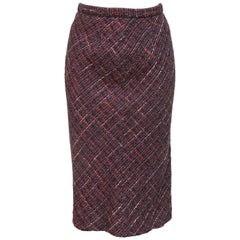 DOLCE & GABBANA Skirt Tweed Knee Length Multicolor Leopard Print Sz 42