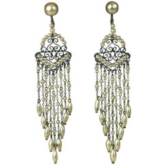 Art Deco Faux Pearl Fringe Earrings