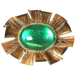 Retro Talosel Brooch with Pate de Verre Cabochon