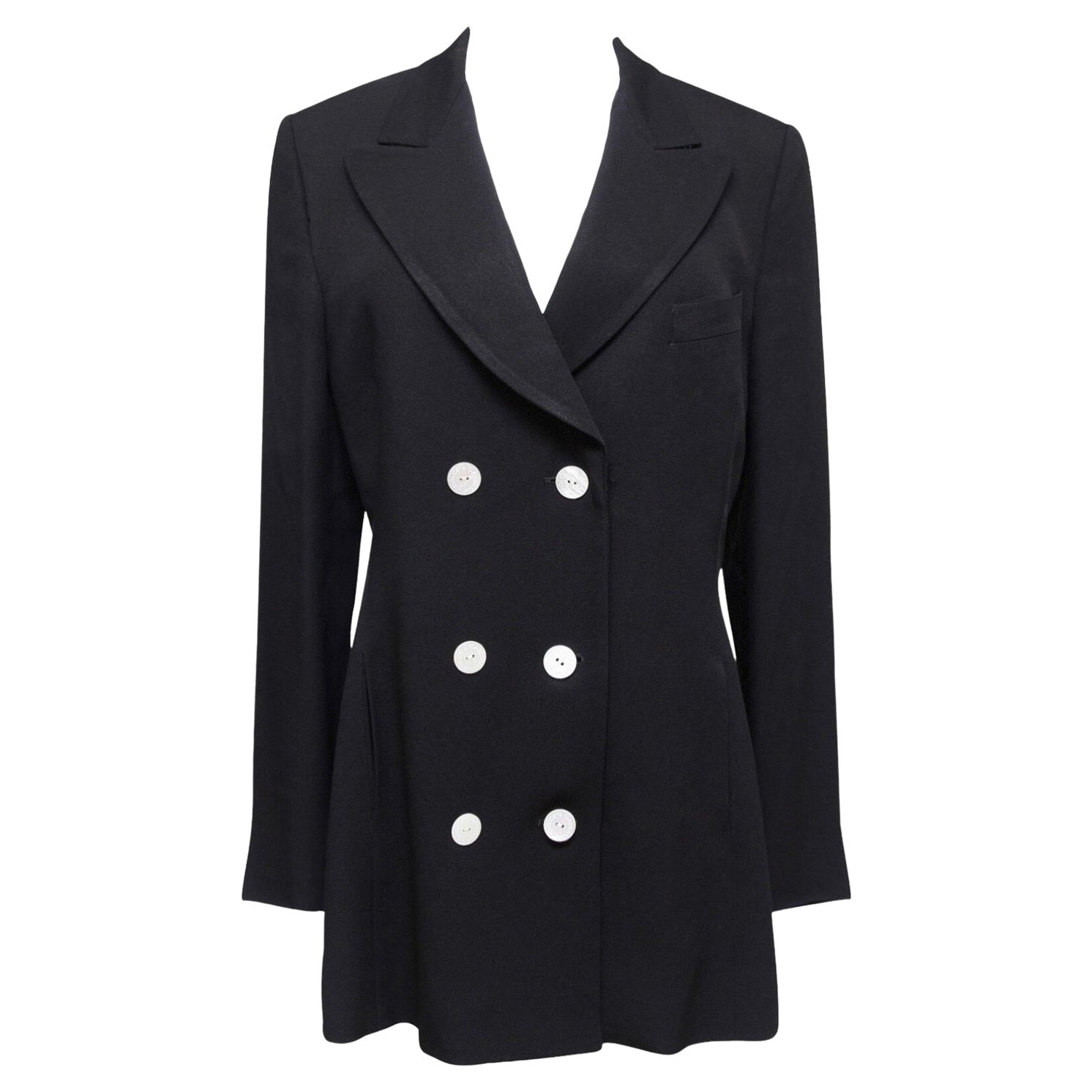 DOLCE & GABBANA Black Blazer Double Breasted Jacket Coat Sz 42 VINTAGE