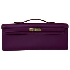 Hermes Purple Kelly Clutch Bag 