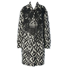 Black&white jacquard knit with wool thread embroideries Christian Lacroix 