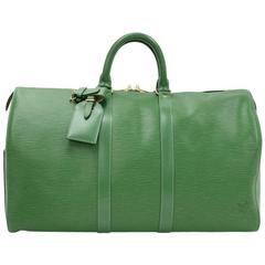 Retro Louis Vuitton Keepall 45 Green Epi Leather Duffle Travel Bag