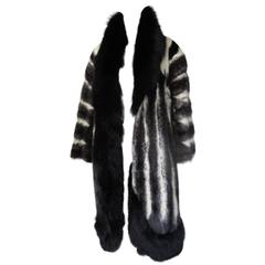Vintage Extravagant black cross mink / black fox fur opera coat