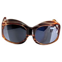 Vintage 1970’s Italian faux tortoiseshell oversized sunglasses with blue lenses