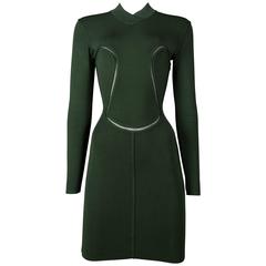 Smaragdgrünes Bodycon-Minikleid von Alaia, um 1991