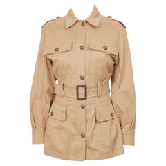 Dolce & Gabbana Metall Kronen-Trenchcoat Safari-Jacke in Beige IT 40