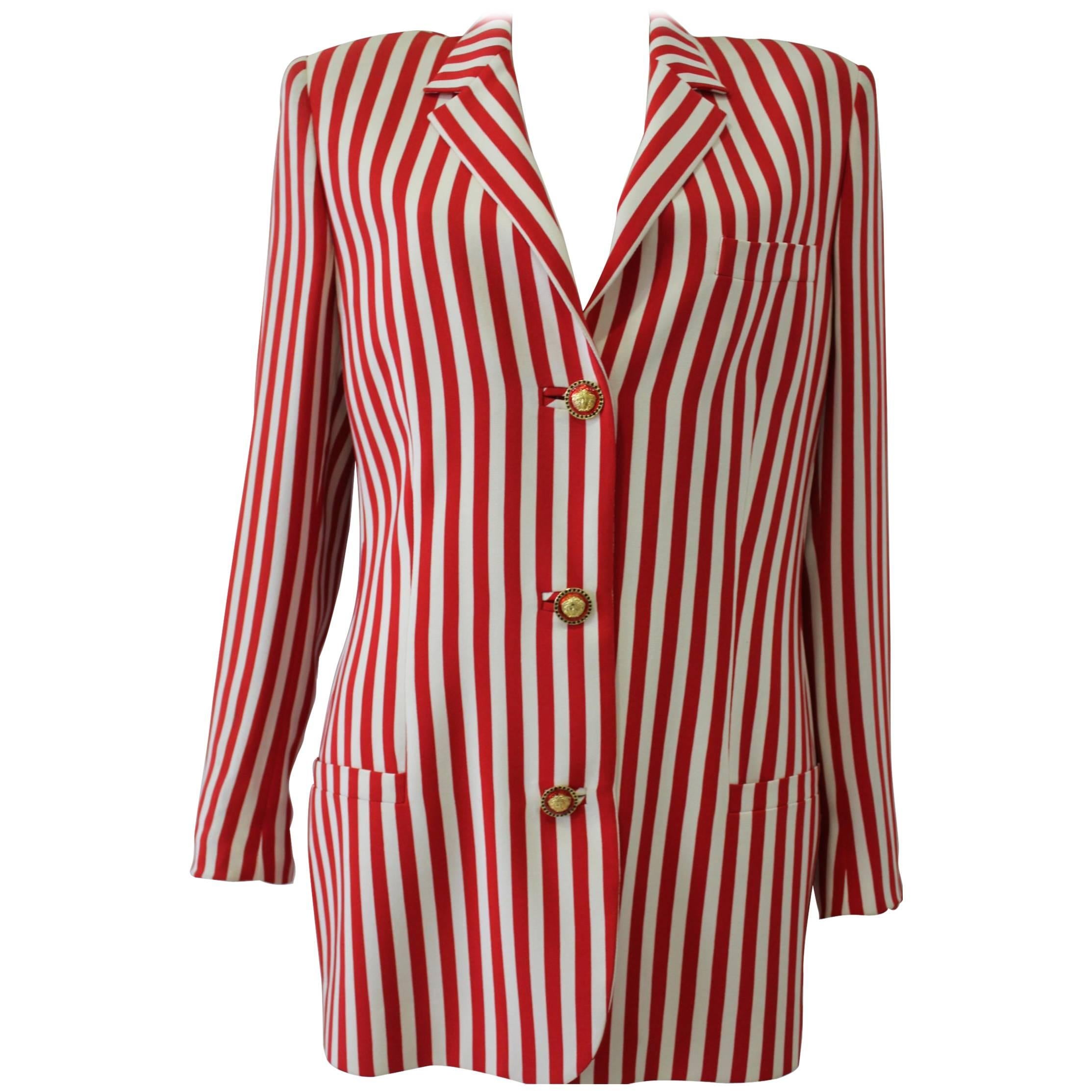 Outstanding Gianni Versace Couture Candy Striped Wool Blazer For Sale