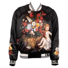 Dolce & Gabbana Wide Fit Baroque Jacket with Angel and Flowers Print Black 50