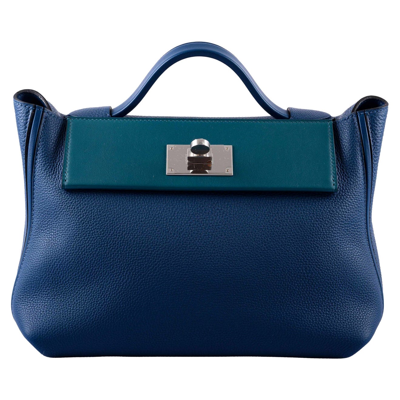 Hermès 24/24 29 Deep Blue Togo & Indigo, Bosphore Swift Palladium Hardware Bag For Sale