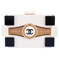 A WHITE LUCITE & CRYSTAL LEGO CLUTCH, CHANEL, 2014