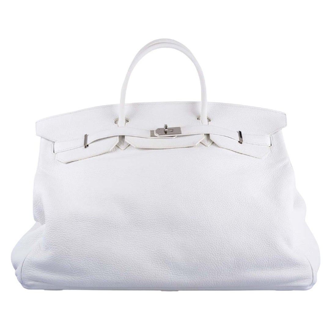 Hermès Birkin 55 White Togo Palladium Hardware Travel Bag For Sale