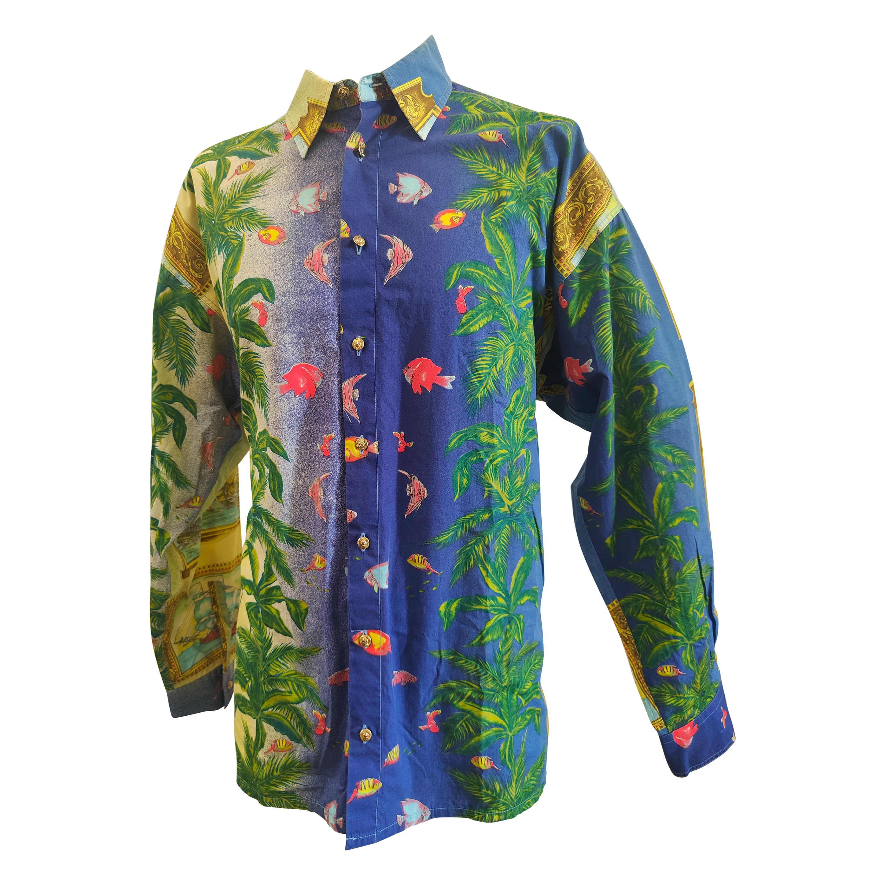 Versace iconic multicoloured cotton shirt For Sale