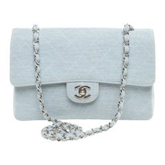 Chanel Sac à rabat Bleu clair Denim Look SHW 