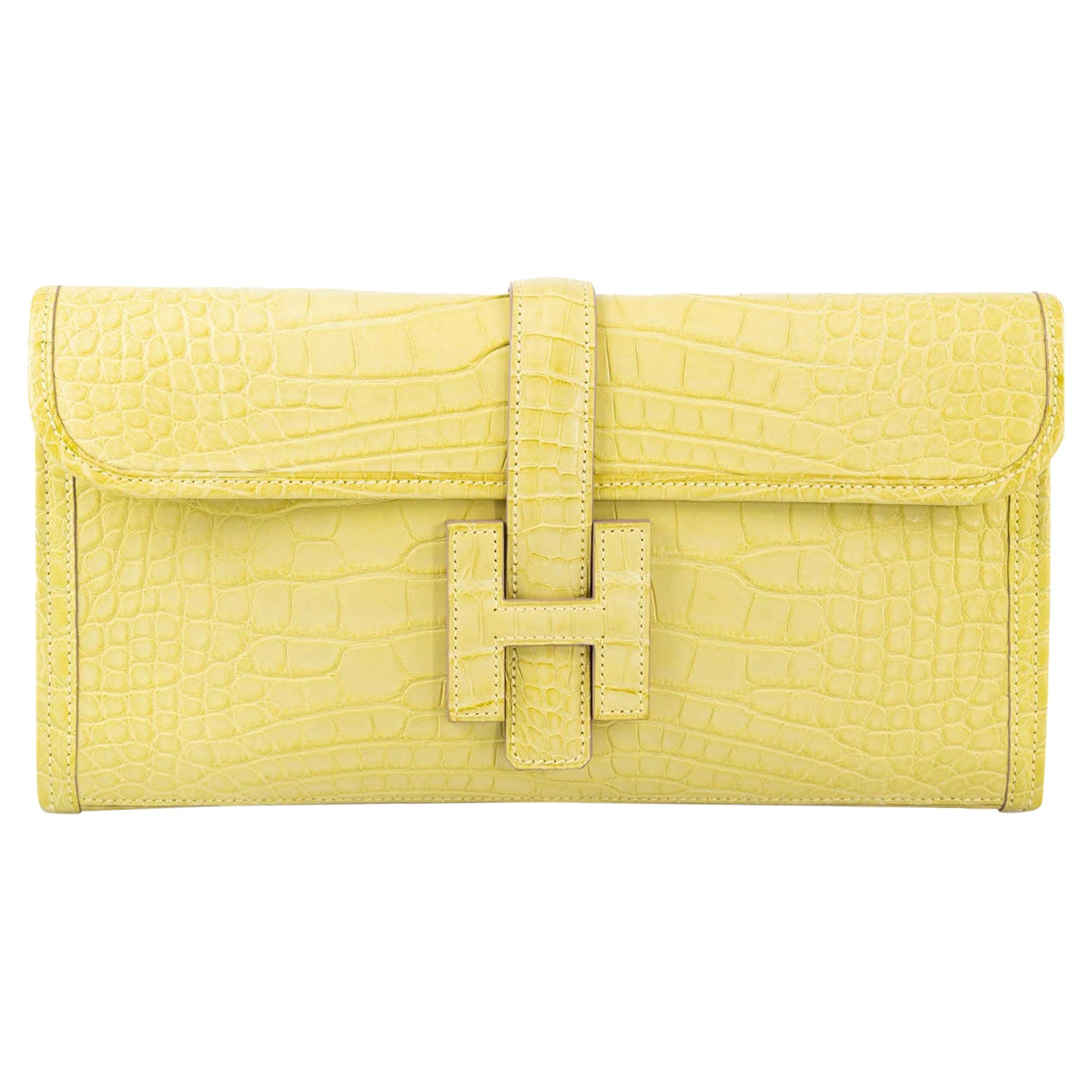 HERMÈS Alligator Kelly Pochette clutch in Vert Jade with Gold hardware  [Consigned]-Ginza Xiaoma – Authentic Hermès Boutique