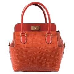 Hermès Toolbox Puzzle 20 Matte Sanguine Niloticus Crocodile & Clemence Tote Bag