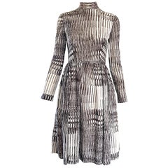 Chic Chic Vintage Mollie Parnis 1960s Braun, Weiß und Gold Lurex 60s A - Linie Kleid