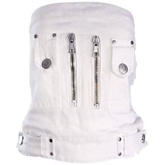 Dsquared2 Sexy White Denim Strapless Bustier Corset Style Strapless Jean Top 7