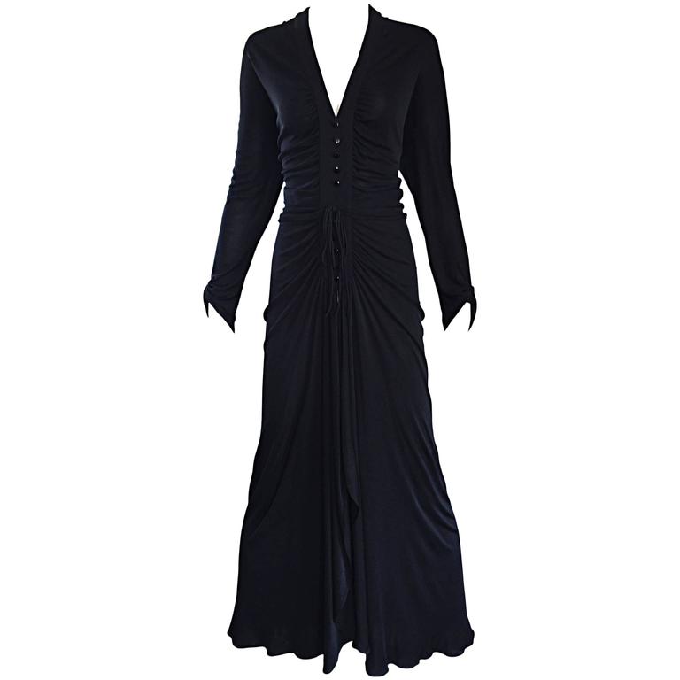 Nina Ricci Vintage 1970s Long Sleeve Jersey Grecian Inspired Black ...