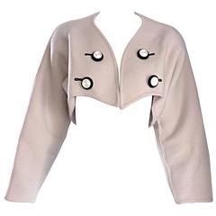 Geoffrey Beene Vintage Ivory Virgin Wool Cropped Bolero Jacket Avant Garde 