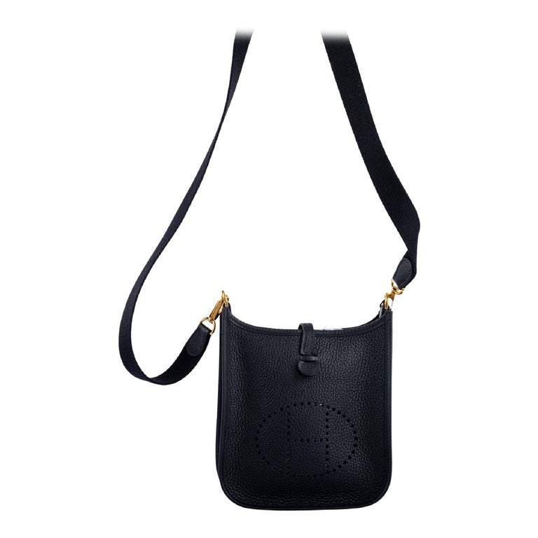 Hermès Evelyne TPM Black Clemence Gold Hardware Bag For Sale at 1stDibs