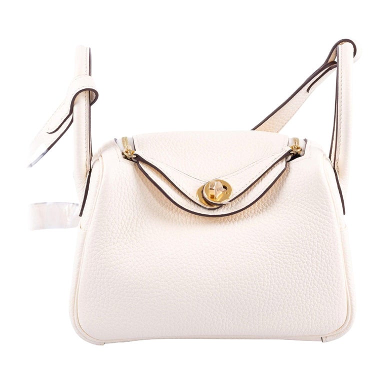 Hermes Mini Lindy 20 Bag Gold w/ Gold Hardware Clemence Leather at 1stDibs
