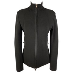 PRADA Size M Black Wool Knitted Zip Up Jacket