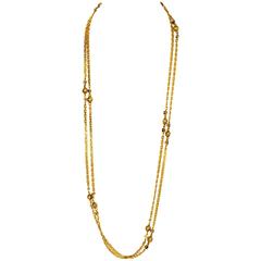Chanel Vintage Goldtone Necklace with Pave Stones 3