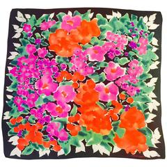 Emanuel Ungaro Bold Floral Print Silk Jaquard Shawl 
