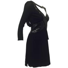 Versace Black Viscose and Silk Cocktail Dress With Cutouts and Black Sequins