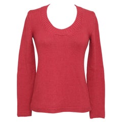 CHLOE Sweater Knit Top Shirt Long Sleeve Red Alpaca Scoop Neck Sz XS