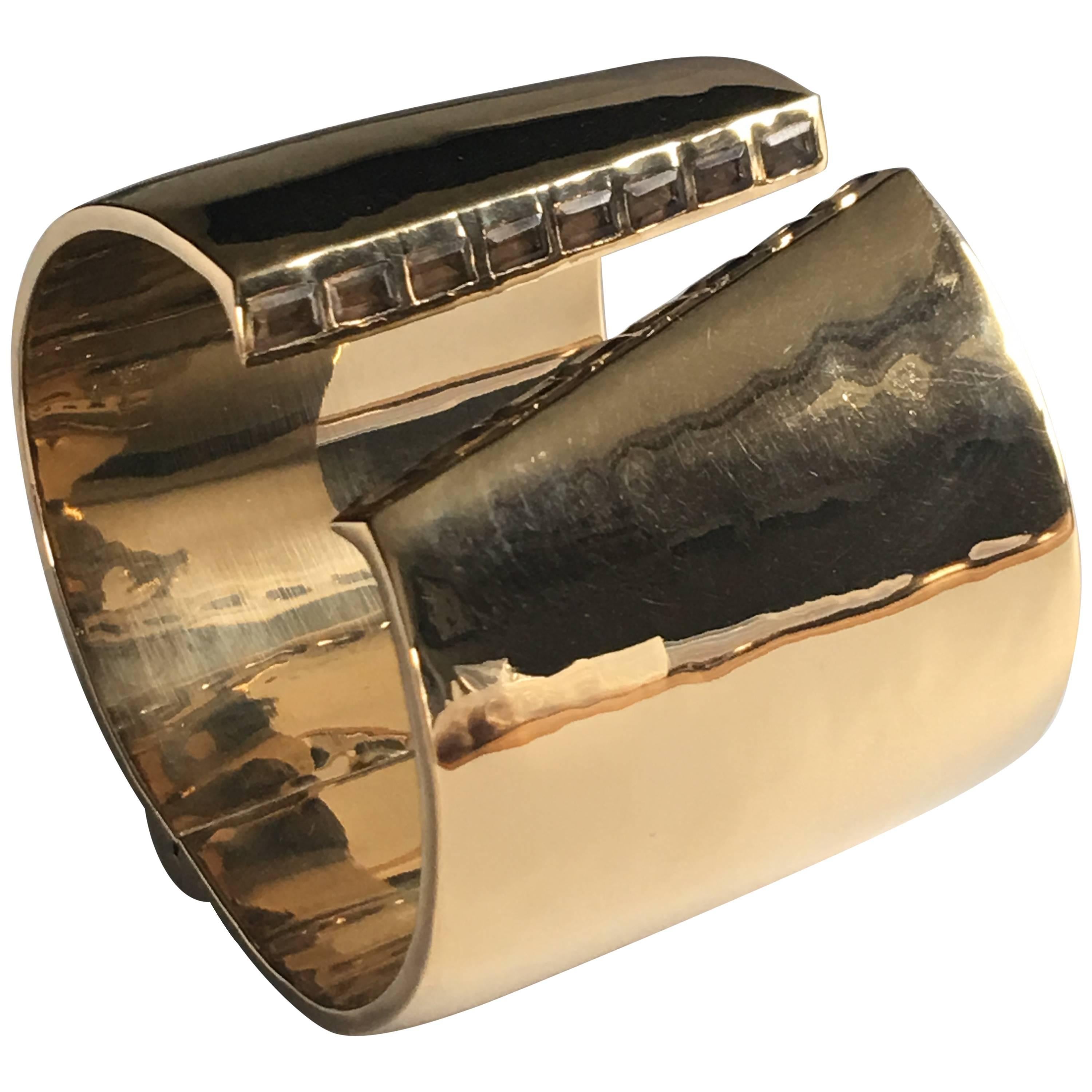 Mateo/Brown Soraya Cuff in 18kt gold vermeil and faceted iolites For Sale