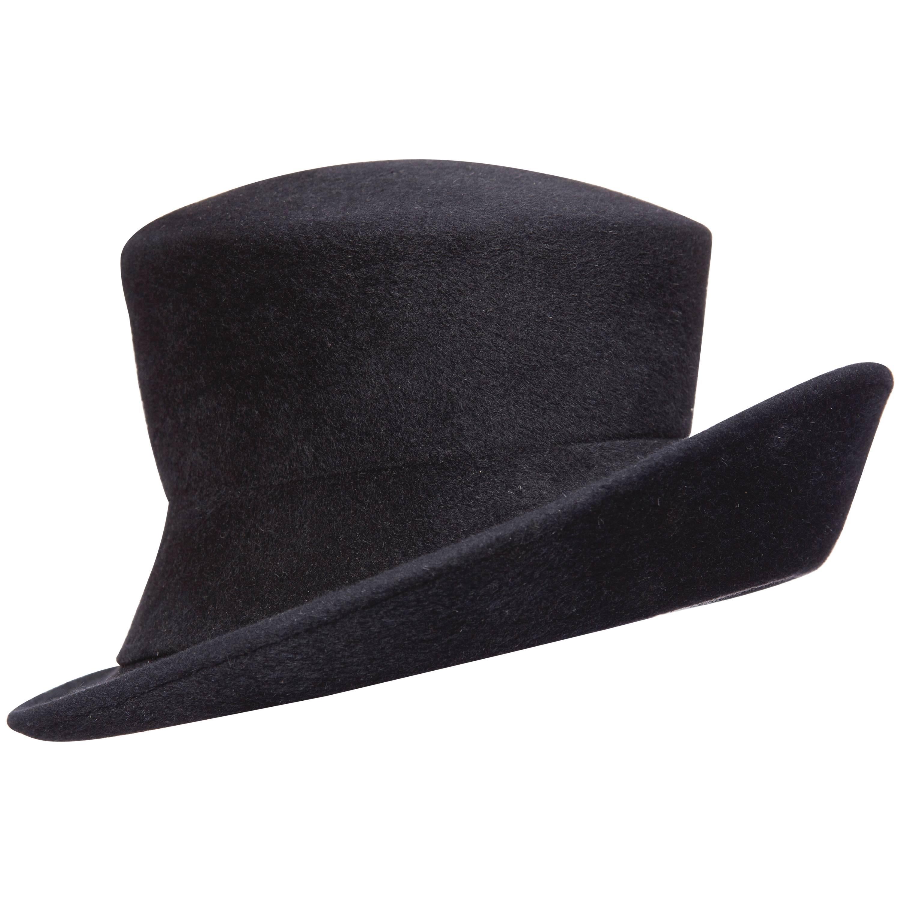 Philip Treacy Navy Blue Wool Felt Hat