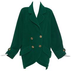 Chanel Emerald Green Wool Double Breasted Cocoon Coat, Circa 1980's
