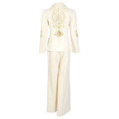 Chloé by Phoebe Philo vintage S/S 2002 embellished back and sleeves cream suit