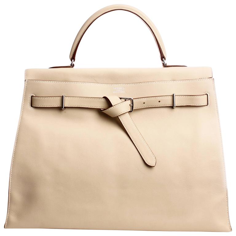 Hermès Kelly Flat 35 Swift Leather Beige Bag