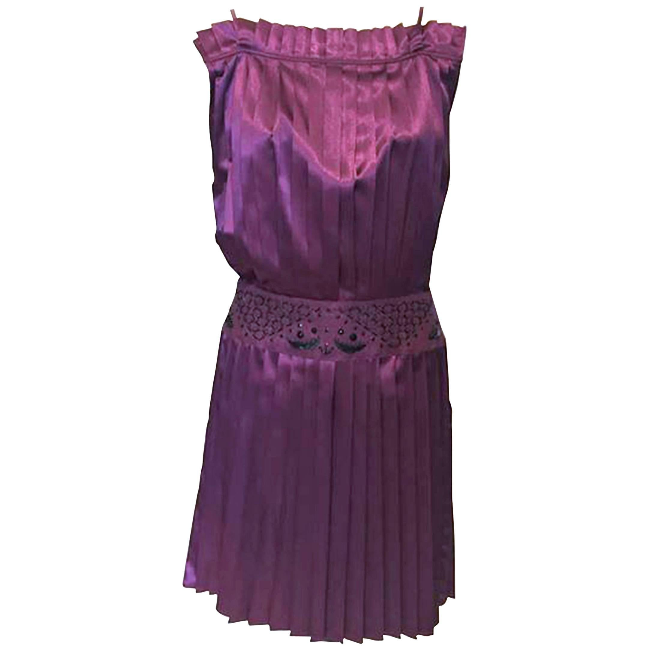 Fendi lilac silk dress 20s style, Sz. XS For Sale